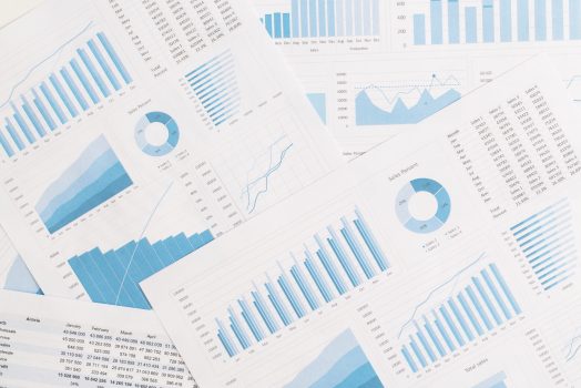 Business graphs and charts on table. Financial development, Banking Account, Statistics